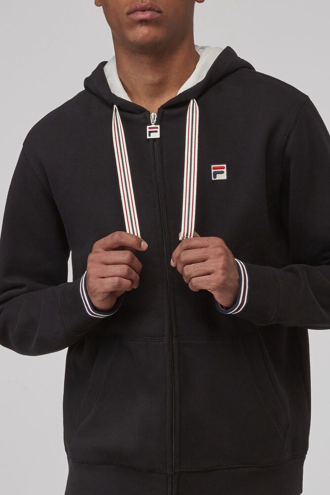 Fila Hoodie Tenconi Hooded Sweatshirt Mens Black - India PRT-649810